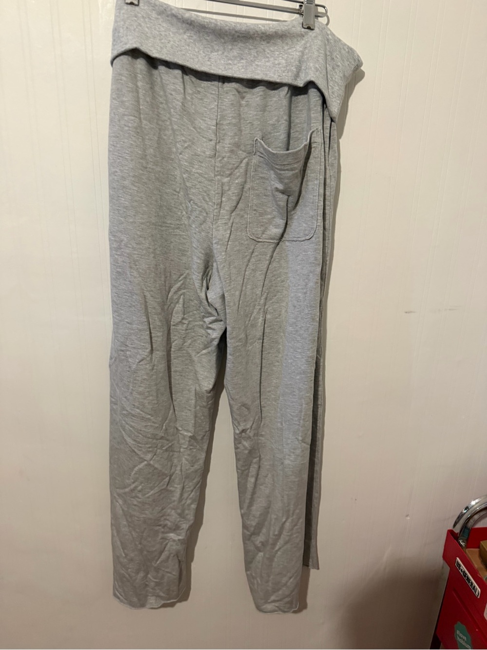 Aerie Light Gray Wide Leg Lounge Pants Foldover waist band XL - Picture 3 of 3